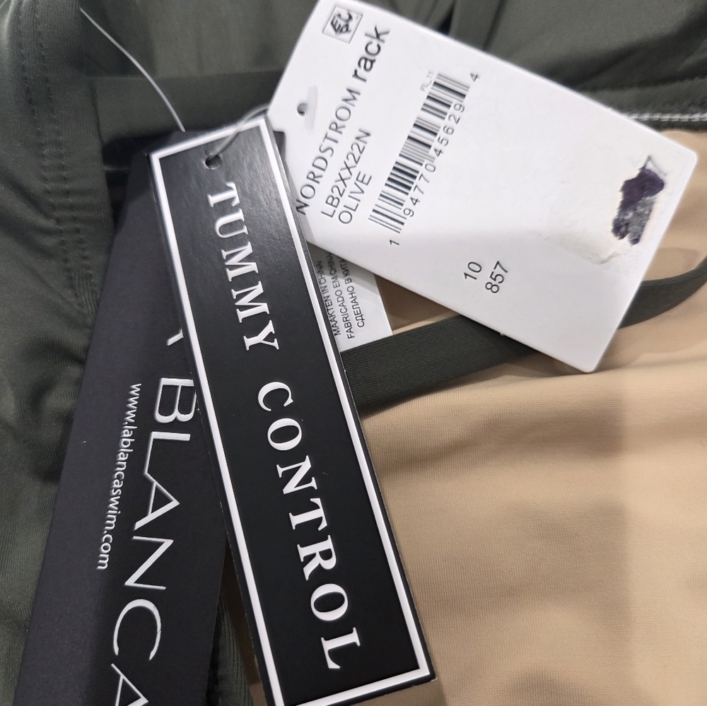 La Blanca Size 10 Olive UW Surplice Strappy Back One Piece Maillot Swimsuit NWT - Picture 5 of 7